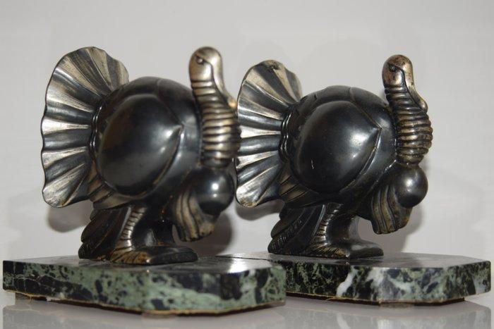 Hippolyte Moreau - Boekensteunen (2) - Metaal en marmer -, Antiek en Kunst, Kunst | Designobjecten