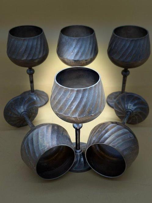 Pot - Antieke werkende kelkglazen – verzilverd metaal met, Antiek en Kunst, Curiosa en Brocante