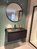 Badmeubel 80cm mat zwart met spiegel en kraan - 0032, Huis en Inrichting, Badkamer | Badkamermeubels, Ophalen, Nieuw, 50 tot 100 cm