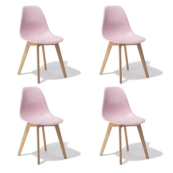 4 comfortabele roze eettafelstoelen - duurzaam polypropyl..., Huis en Inrichting, Stoelen, Nieuw, Ophalen of Verzenden