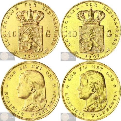 Nederland. Wilhelmina. 2 x gouden tientje / 10 Gulden 1897, Postzegels en Munten, Munten | Nederland