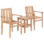 vidaXL 3-delige Bistroset massief teakhout, Tuin en Terras, Verzenden, Nieuw, Teakhout, 3 zitplaatsen