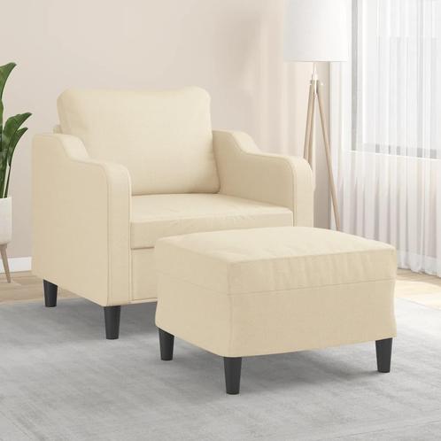 vidaXL Fauteuil met voetenbank 60 cm stof crèmekleurig, Huis en Inrichting, Banken | Bankstellen, Nieuw, Minder dan 150 cm, Stof
