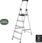 2dekans | BRASQ Huishoudtrap 5-treden Zilver - keukentrap, Doe-het-zelf en Verbouw, Ladders en Trappen, Ophalen of Verzenden, Zo goed als nieuw