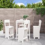 vidaXL 5-delige Barset massief grenenhout wit, Tuin en Terras, Verzenden, Nieuw, 5 zitplaatsen