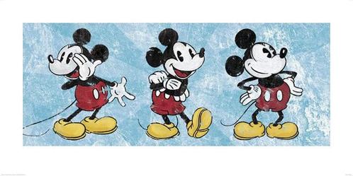 Kunstdruk Mickey Mouse Squeaky Chic Triptych 100x50cm, Huis en Inrichting, Woonaccessoires | Schilderijen, Tekeningen en Foto's