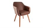 Design armleuningstoel SUPREME vintage bruin met massief, Nieuw, Ophalen of Verzenden