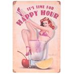 Metalen plaatje - Happy Hour NIEUW, Huis en Inrichting, Ophalen of Verzenden, Nieuw