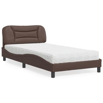 vidaXL Bed met matras Hvar kunstleer bruin 100x200 cm beschikbaar voor biedingen