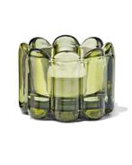 051 Theelichthouder glas ribbel groen, Verzenden, Nieuw, Groen