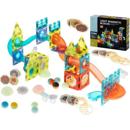 75 delige lichtgevende magnetische knikkerbaan - STEM, Kinderen en Baby's, Speelgoed | Buiten | Los speelgoed, Ophalen of Verzenden