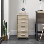 Kantoorkast ladekast op wielen 63x33x38 sonoma eikenkleurig, Verzenden, Nieuw in verpakking