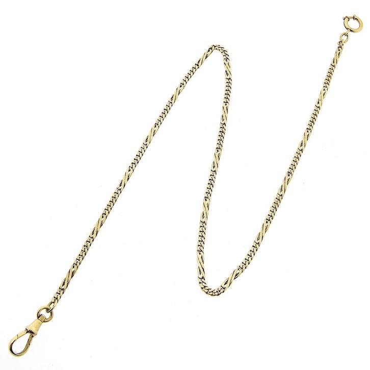 Vintage gouden horlogeketting; Chatelaine (voor aan een z..., Sieraden, Tassen en Uiterlijk, Antieke sieraden, Goud, Ophalen of Verzenden