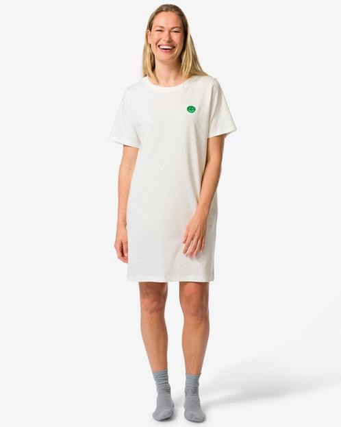 HEMA Damesnachthemd katoen gezichtje wit, Kleding | Dames, Ondergoed en Lingerie, Verzenden