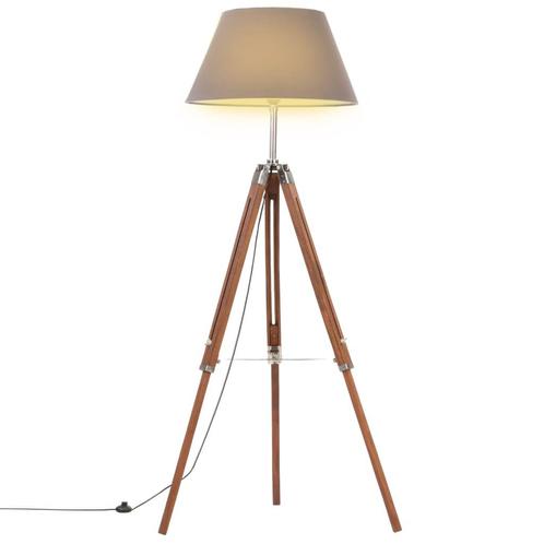 vidaXL Vloerlamp driepoot 141 cm massief teakhout, Huis en Inrichting, Lampen | Overige, Nieuw, Verzenden