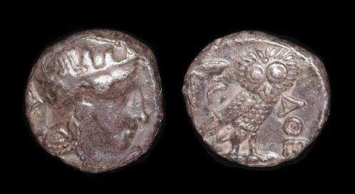 Attica, Athene Tetradrachm ca. 393-294 BC, Postzegels en Munten, Munten | Europa | Niet-Euromunten