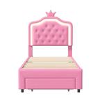 Gewatteerd Kinderbed met Kroonhoofdbord en LED-verlichting, Verzenden, Nieuw