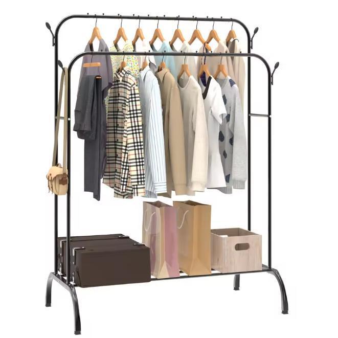 Dubbelpolig Kledingrek – Vrijstaand Droogrek met Zijhaken, Huis en Inrichting, Woonaccessoires | Kapstokken, Nieuw, Verzenden
