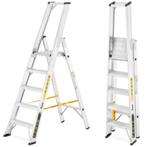 Professionele ALOSS Aluminium Ladder - 5 Treden - Max. 15..., Doe-het-zelf en Verbouw, Ladders en Trappen, Ophalen of Verzenden