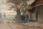 Piet de Regt (1877-1960) - Boerenerf met kippen, Antiek en Kunst, Kunst | Schilderijen | Klassiek