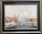 C.E Ahrendts (1822-1898) - Wintergezicht met schaatsers en, Antiek en Kunst, Kunst | Schilderijen | Klassiek