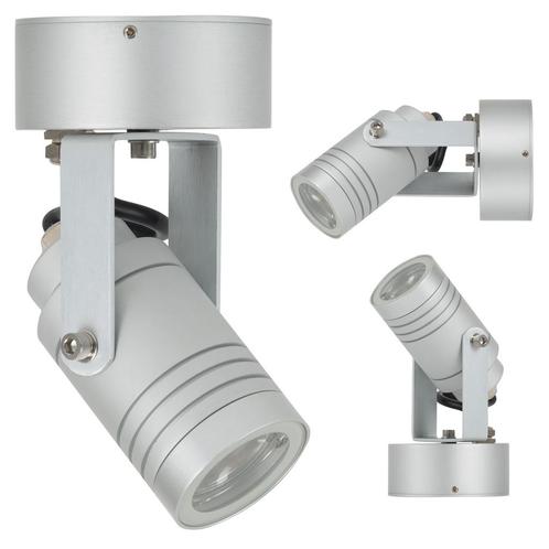 Beamer Plafond- & Wandspot Zilver met LED Buitenverlichting, Tuin en Terras, Buitenverlichting, Verzenden