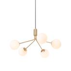 Art Deco hanglamp goud met opaal glas 5-lichts - Coby, Huis en Inrichting, Lampen | Hanglampen, Nieuw, Glas, Art Deco, 75 cm of meer