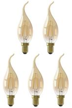 5 stuks Calex LED Tip Kaarslamp E14 3.5W 250lm 2100K Goud..., Ophalen of Verzenden, Nieuw