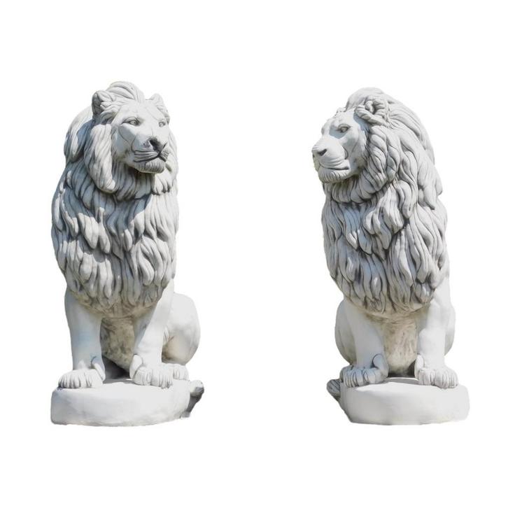Set leeuwen - exclusief - 135 cm - entreedecoratie - wit, Tuin en Terras, Tuinbeelden, Ophalen of Verzenden