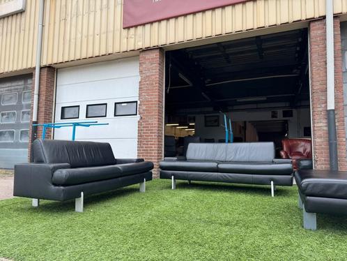 Bankstel ROLF BENZ AK 644 2,5+2zit bank zwart leer design, Huis en Inrichting, Banken | Bankstellen, Rechte bank, Zo goed als nieuw