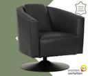 Leren draaifauteuil Press - Massif Nero (zwart) -, Bohemian, Klassiek, Retro, Romantisch, Vintage, Nieuw, Ophalen of Verzenden