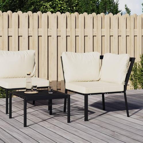 vidaXL Tuinstoel met zandkleurige kussens 76x76x79 cm staal, Tuin en Terras, Tuinsets en Loungesets, Nieuw, Rvs, Verzenden