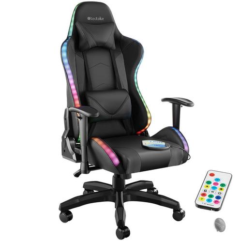 Gaming stoel Tartaros, LED, massagefunctie - zwart/zwart, Huis en Inrichting, Bureaus, Verzenden