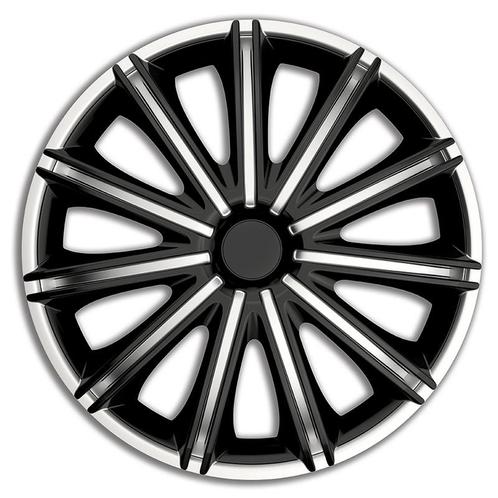 4-Delige Wieldoppenset Nero 16-inch zilver/zwart, Auto diversen, Wieldoppen, Nieuw, Verzenden