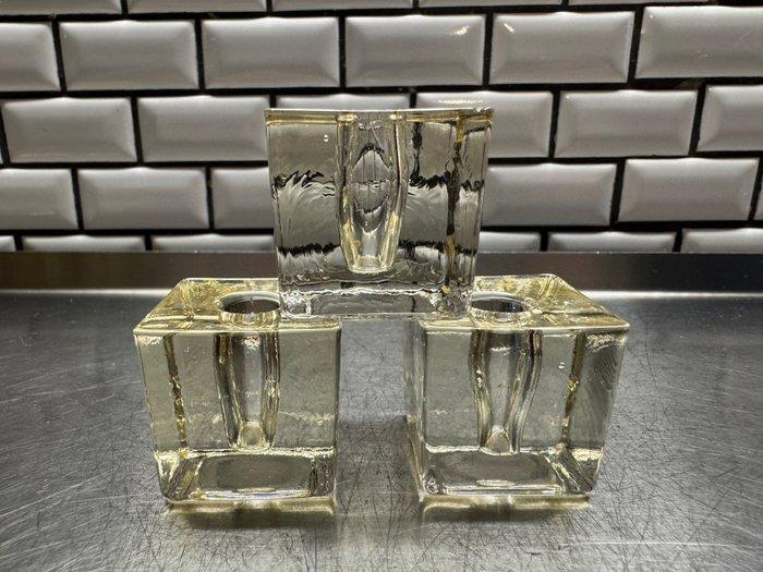 Kandelaar (12) - Kristal, Glas - Glas Cube Space Age, Antiek en Kunst, Curiosa en Brocante