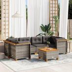 vidaXL 7-delige Loungeset met kussens poly rattan grijs, Tuin en Terras, Tuinsets en Loungesets, Verzenden, Nieuw, Rotan, Loungeset