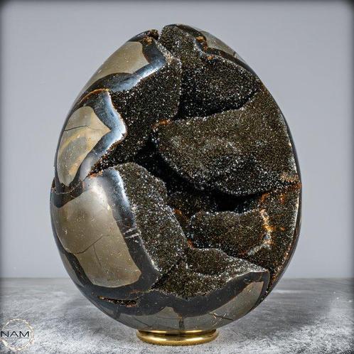 Zeer decoratieve septarien Ei met calcietkristallen- 4179.22, Verzamelen, Mineralen en Fossielen