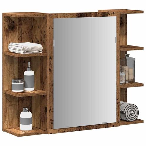 vidaXL Badkamerspiegelkast 80x20,5x64 cm bewerkt hout oud, Huis en Inrichting, Tafels | Kaptafels, Nieuw, Verzenden