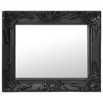 vidaXL Wandspiegel barok stijl 50x40 cm zwart, Huis en Inrichting, Woonaccessoires | Spiegels, Verzenden, Nieuw