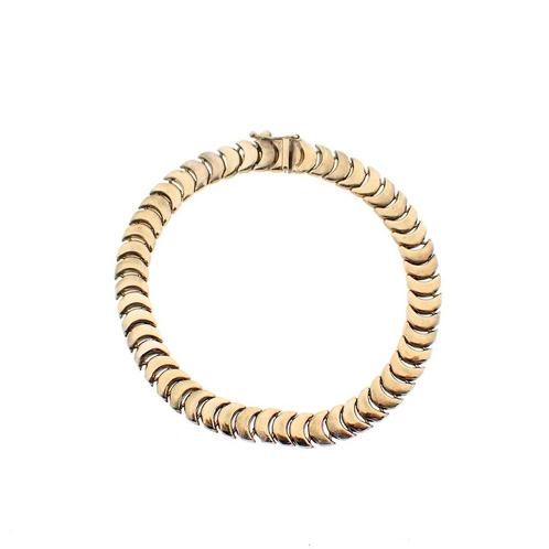 8 Krt. Fantasie schakel armband | 20 cm (halve maan), Sieraden, Tassen en Uiterlijk, Antieke sieraden, Goud, Ophalen of Verzenden