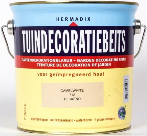 Hermadix Tuindecoratiebeits 712 Camel White - 0.75 liter, Doe-het-zelf en Verbouw, Verf, Beits en Lak, Beits, Wit, Nieuw, Minder dan 5 liter