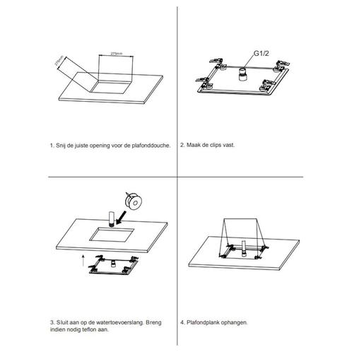 Inbouw Douchekop BWS Mia 30x30cm Mat Zwart, Doe-het-zelf en Verbouw, Sanitair, Ophalen of Verzenden