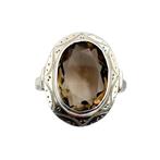 Zonder minimumprijs - Ring Zilver - Gecertificeerde smoky, Nieuw