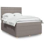 vidaXL Boxspring met matras stof taupe 160x200 cm, Verzenden, 200 cm, Stof, 160 cm