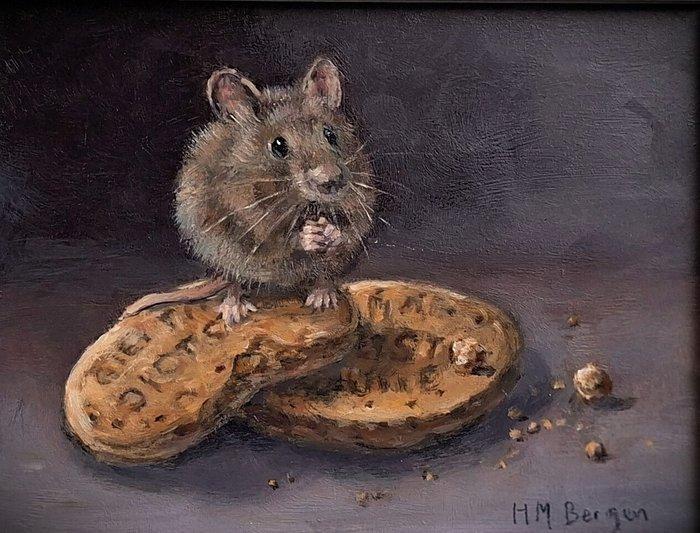 H.M.Bergen (1945) - Lekker knabbelen, Antiek en Kunst, Kunst | Schilderijen | Klassiek