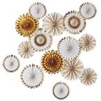 Gouden Papieren Waaiers 38cm 15st, Verzenden, Nieuw
