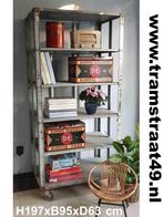 industriële kast op wielen - vintage opbergrek - plankenrek, Huis en Inrichting, Kasten | Boekenkasten, Met plank(en), Nieuw, Metaal