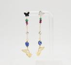 Oorbellen - 18 karaat Geel goud, Witgoud Smaragd - Robijn, Sieraden, Tassen en Uiterlijk, Oorbellen, Nieuw