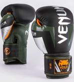 Venum Elite (Kick)bokshandschoenen Zwart Zilver Kaki, Sport en Fitness, Boksen, Ophalen of Verzenden, Nieuw, Bokshandschoenen