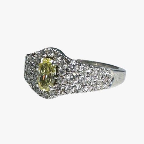 Ring - 18 karaat Witgoud - 1.48ct. tw. Geel Diamant, Sieraden, Tassen en Uiterlijk, Ringen